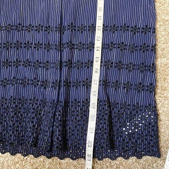 Madewell Eyelet-Hem Navy Striped Button Down Top - Picture 7 of 7